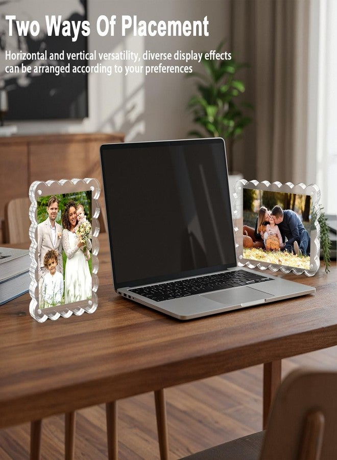 مجموعة VZZNN من 5 إطارات صور أكريليك مغناطيسية أفقية مزدوجة الجوانب، مقاس 5 × 7 بوصات، بسمك 10+10 مم، شفافة وبدون إطار، للعرض على سطح المكتب - Image 4